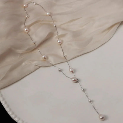 pearl;Pearl Station Necklace